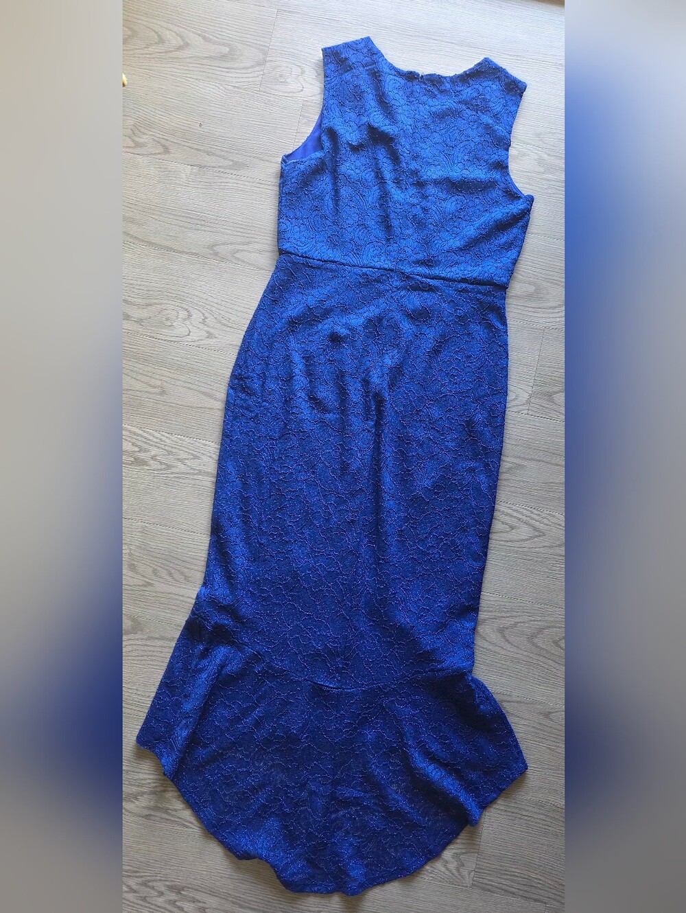 NWT Alexa B Nites Royal Blue Lace Glitter High-Low Mermaid Dress Size 12 - Picture 7 of 8